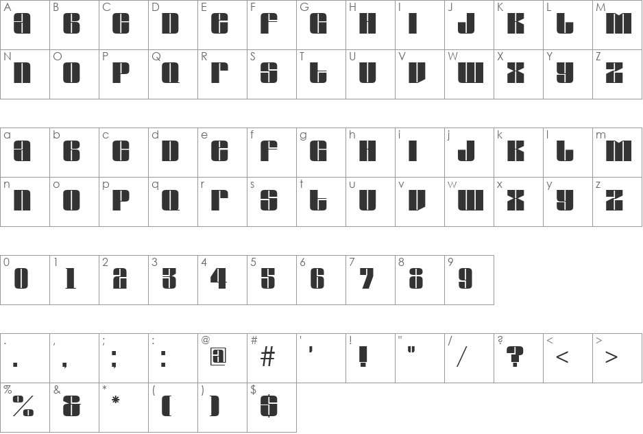 a_Globus font character map preview