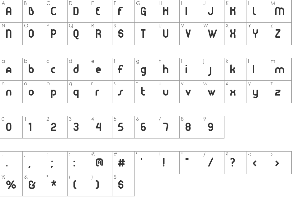 Nita font character map preview