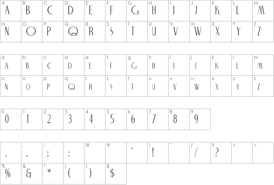 NiteClub font character map preview