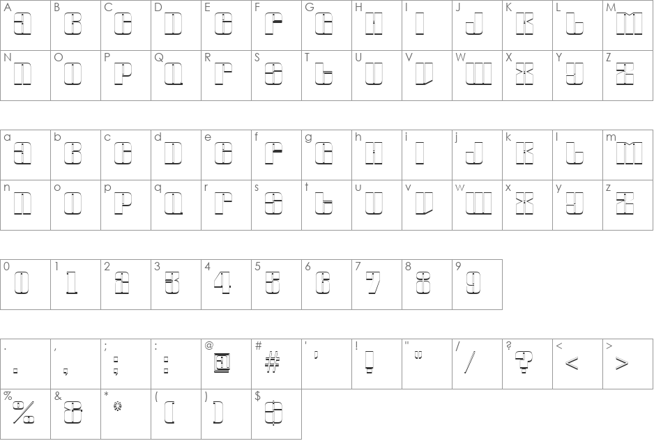 a_Globus3D font character map preview