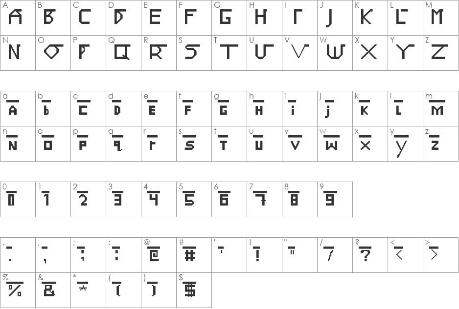 Nitrous_ font character map preview