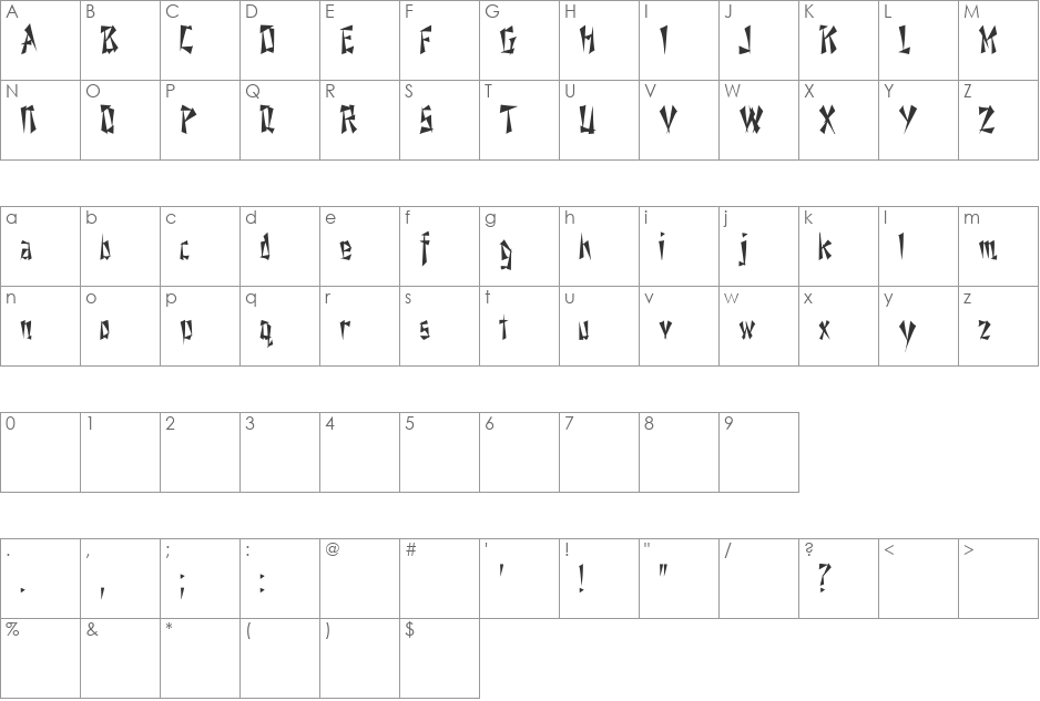 Nixon Cn font character map preview