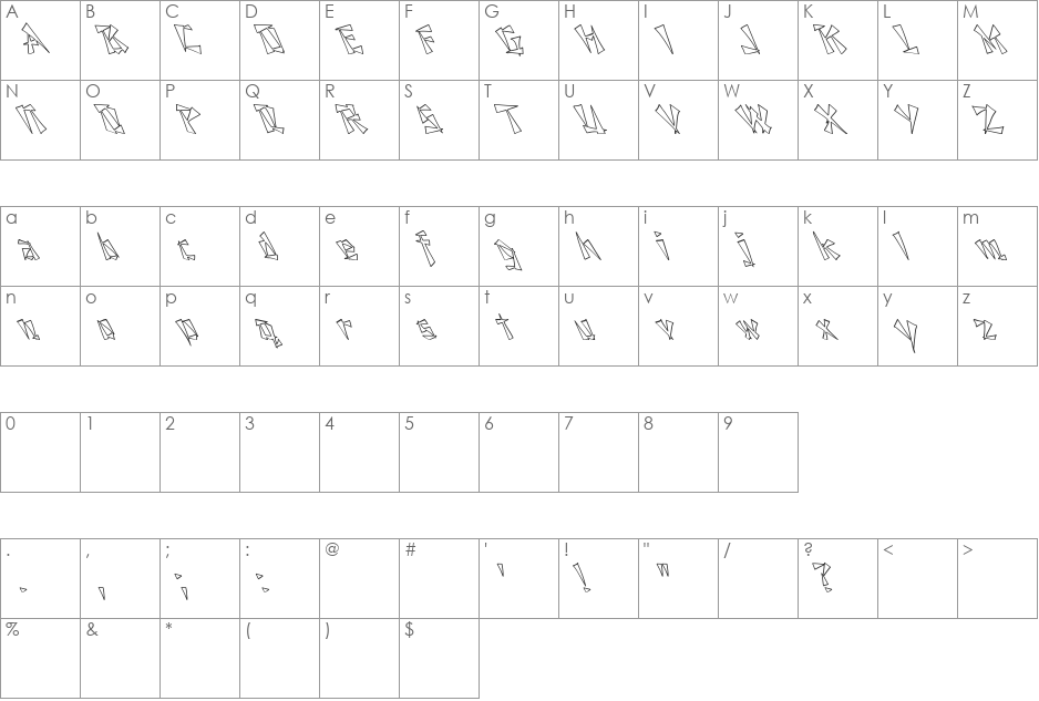 Nixon Hollow Lefty font character map preview