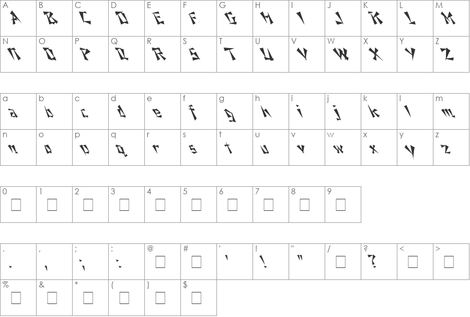 Nixon Was A Lefty font character map preview