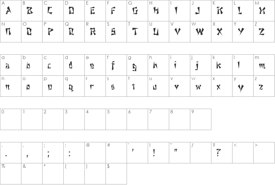 NixonInChina font character map preview