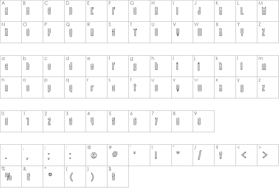 NK48 font character map preview