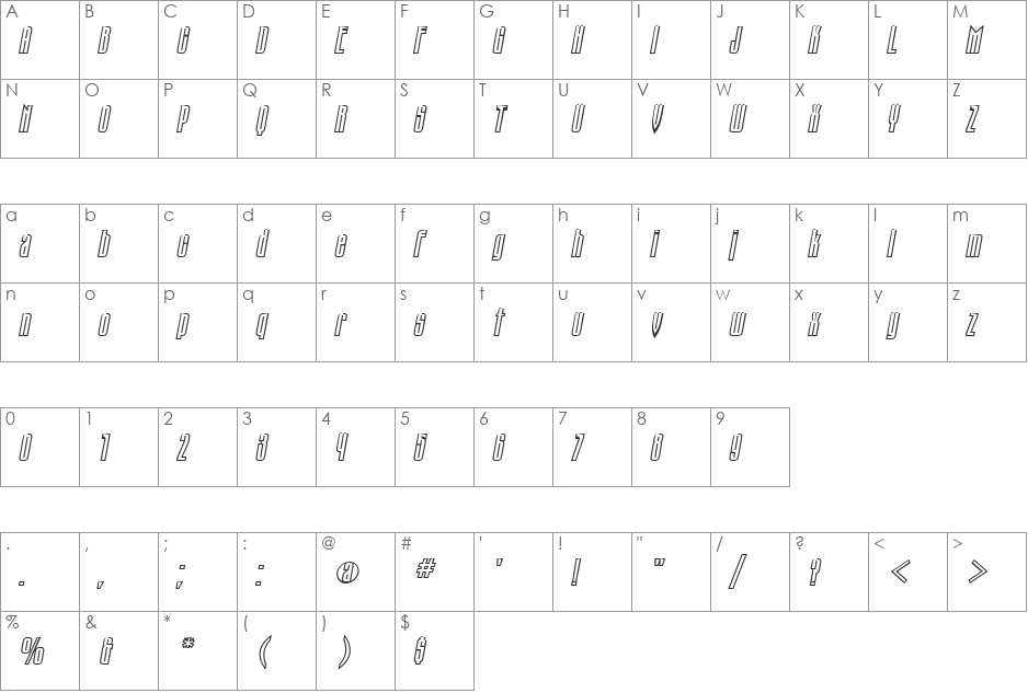NK49 font character map preview