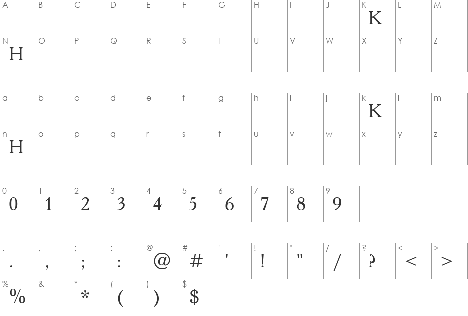 NK_19 font character map preview
