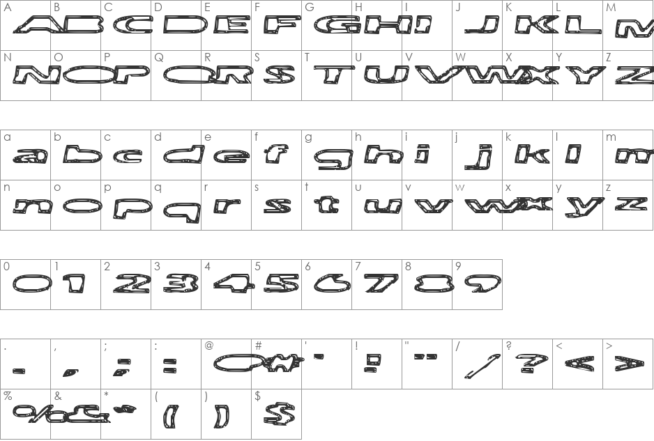 No Brainer font character map preview