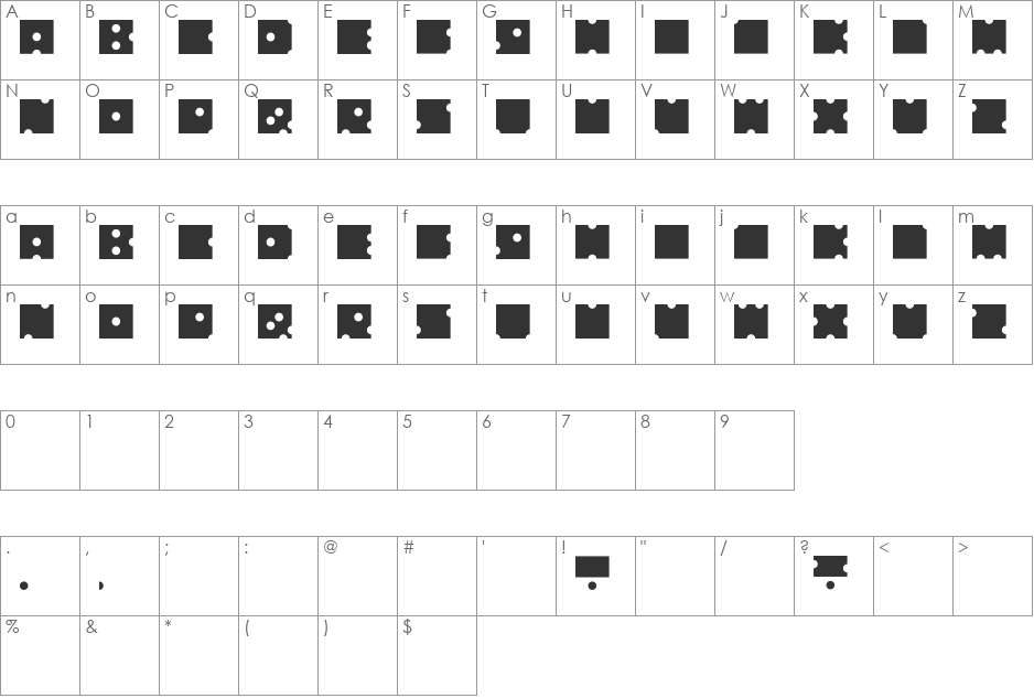 No Dice font character map preview