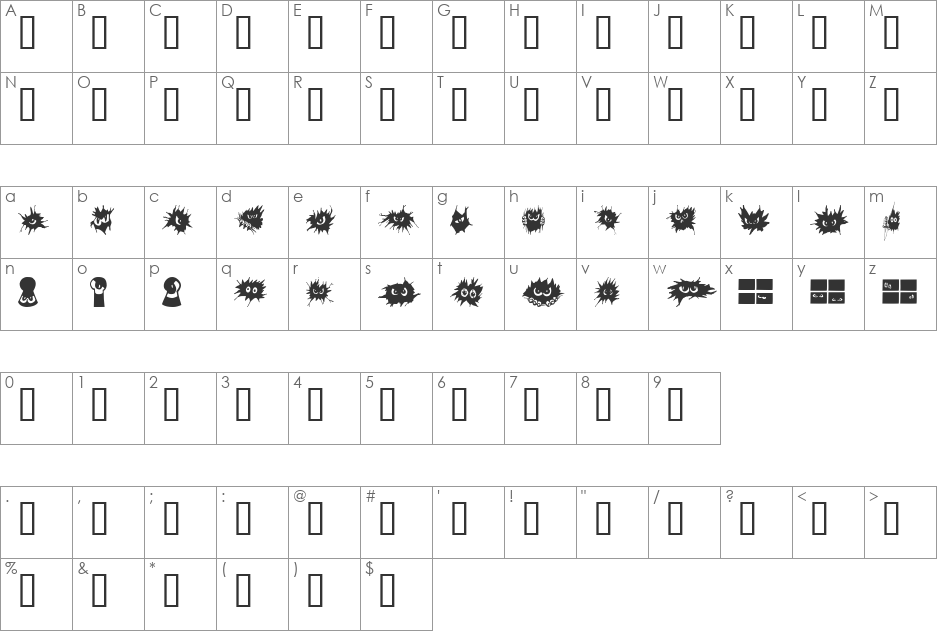 No Fear  font character map preview