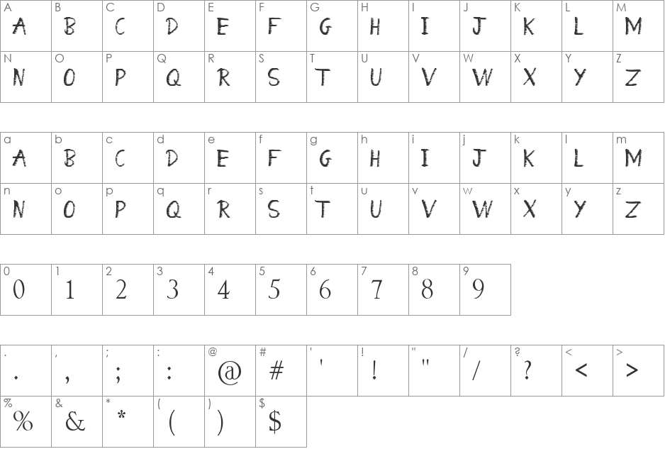 No Messin font character map preview