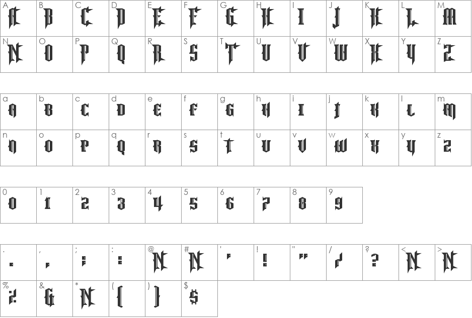 No More Justice font character map preview