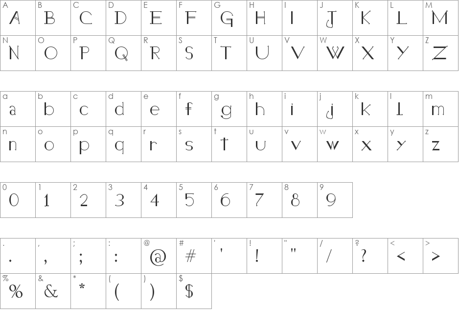 no name font character map preview