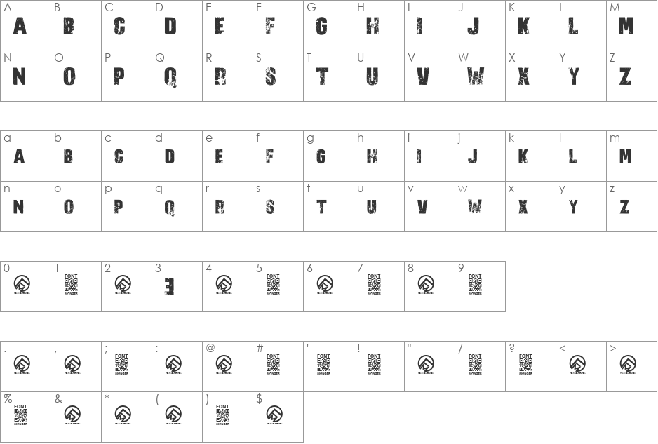 No R3verence font character map preview