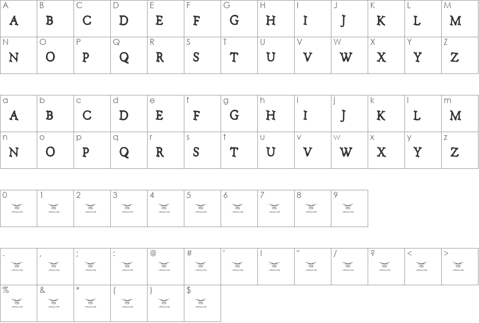 No talking please font character map preview