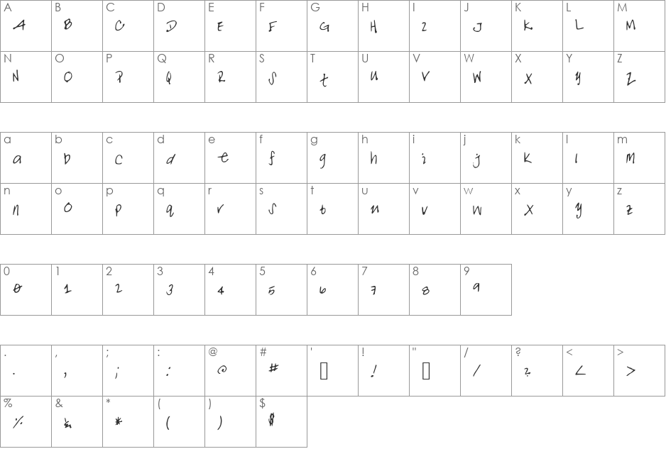 NOALANI font character map preview
