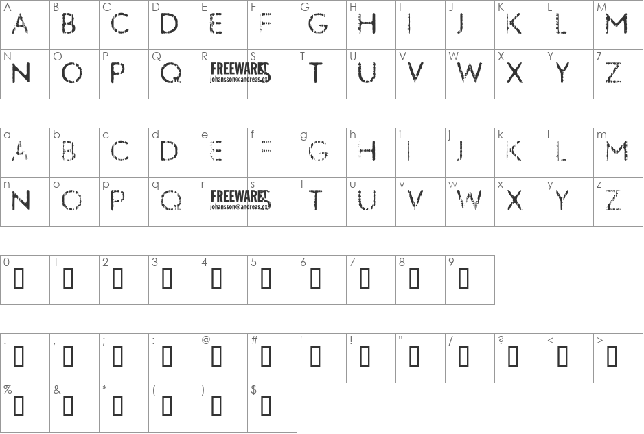 Nobby font character map preview