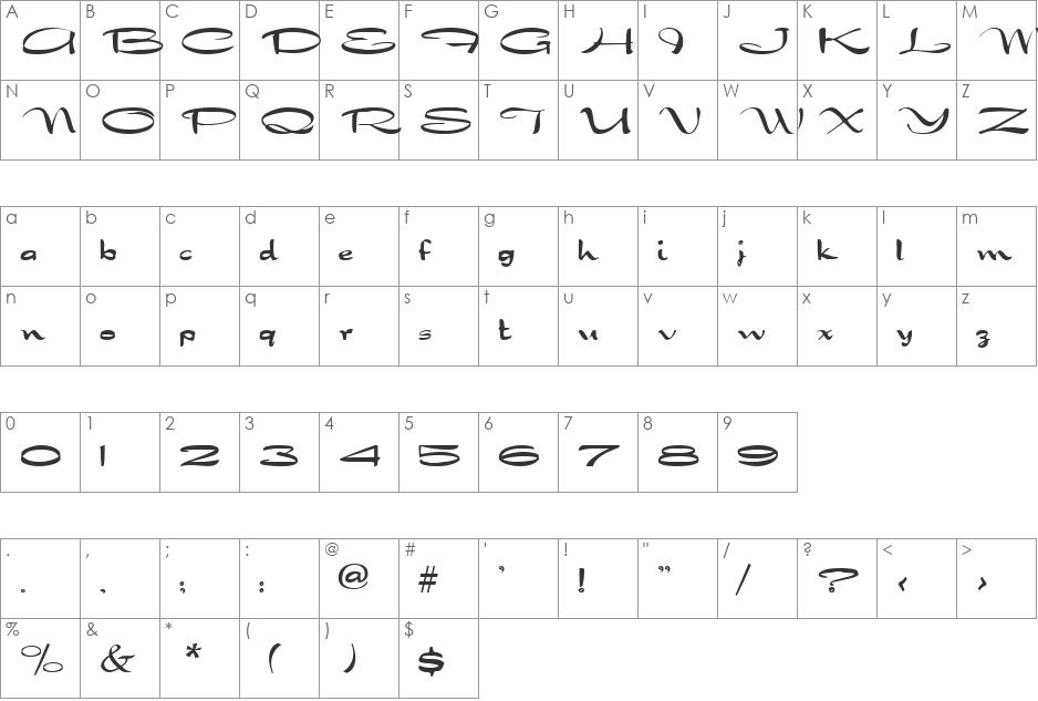 Nofretete font character map preview
