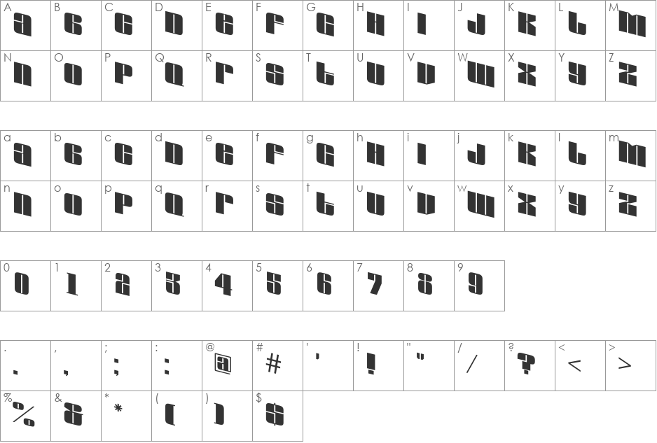 a_GlobusSpDn font character map preview