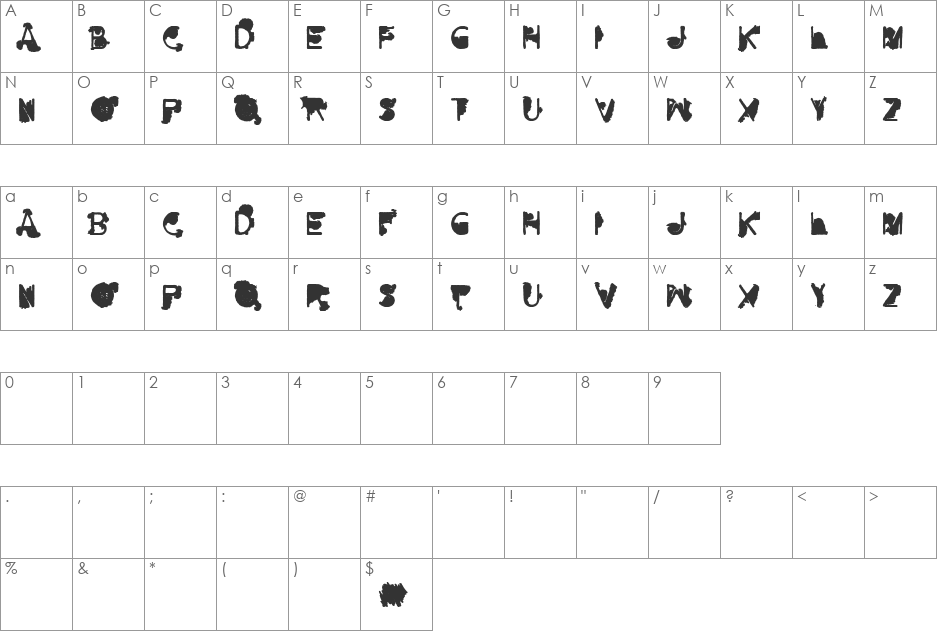 NOFUTUR font character map preview