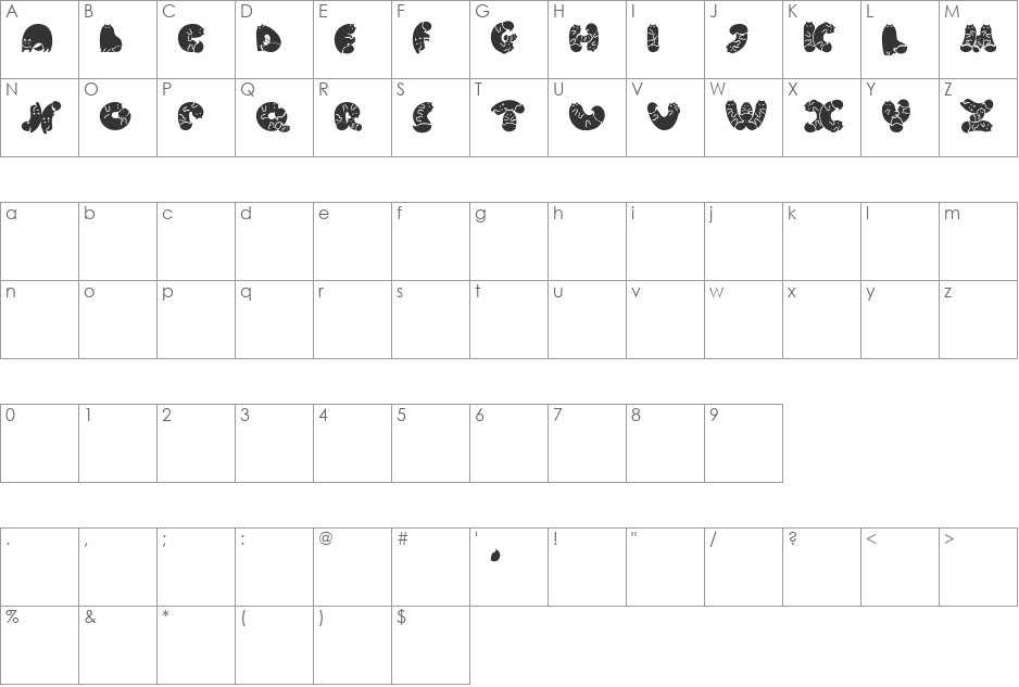 Nohofont font character map preview