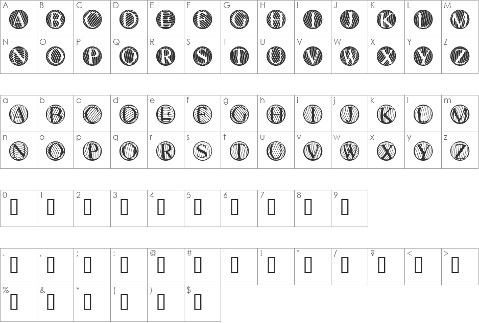 NoisyButtons font character map preview