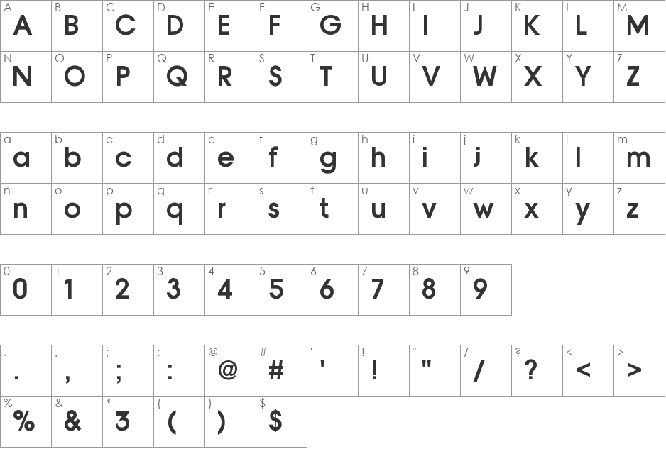 Nolasco Sans font character map preview