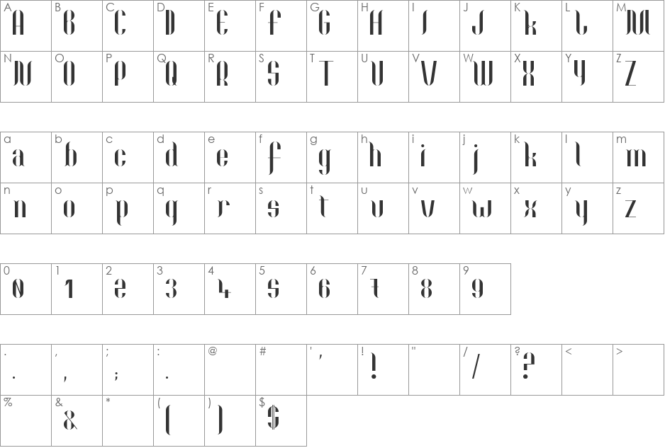 nolla font character map preview