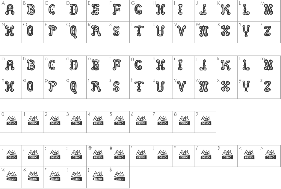 Nollie font character map preview