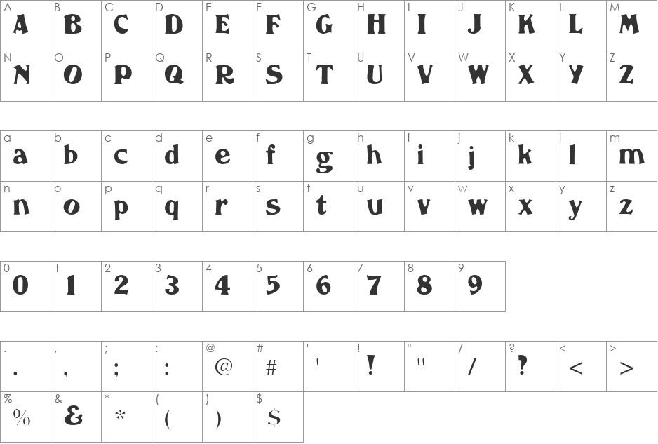 NomadSSK font character map preview