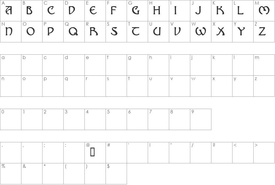 NOMARCH DEMO font character map preview