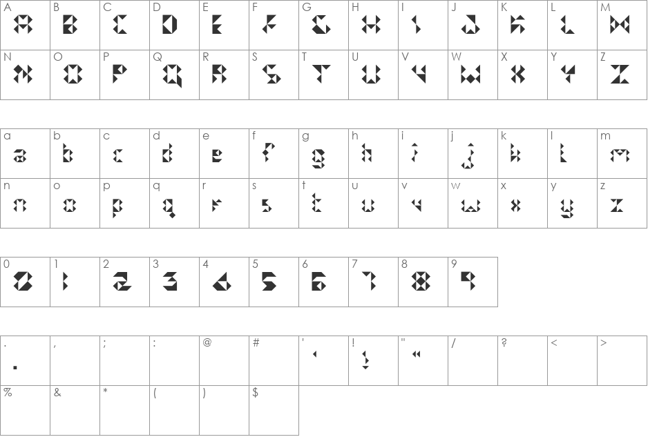 Nomed font character map preview