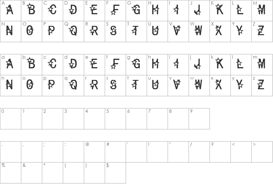 Nonny Hit font character map preview