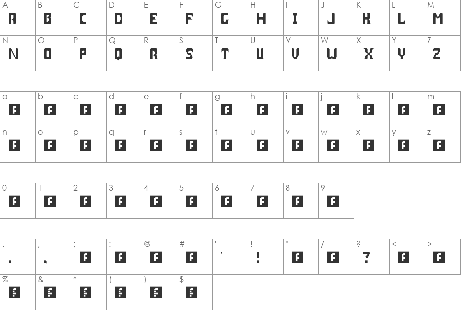 Nonsense font character map preview