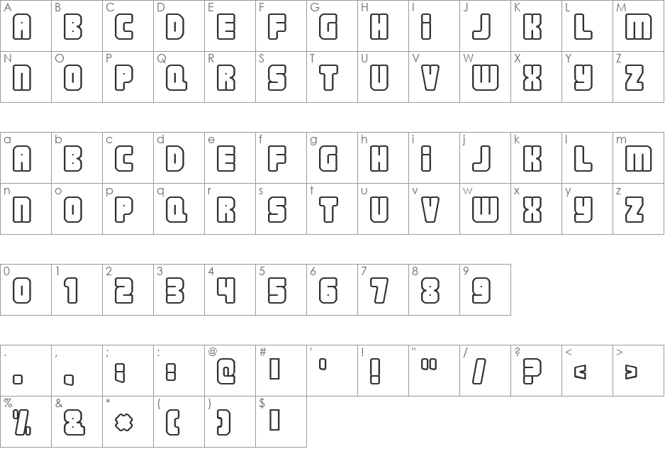Nonstop font character map preview