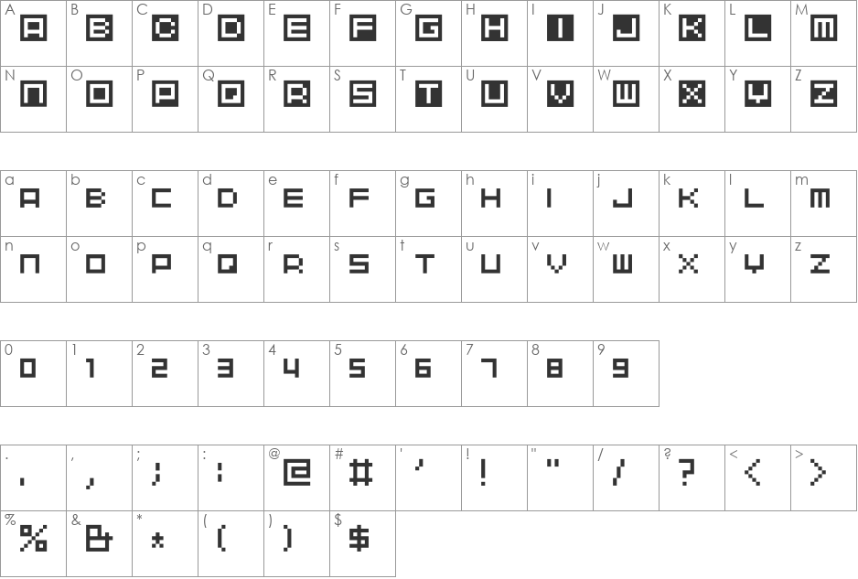 nontoxic_e1 font character map preview