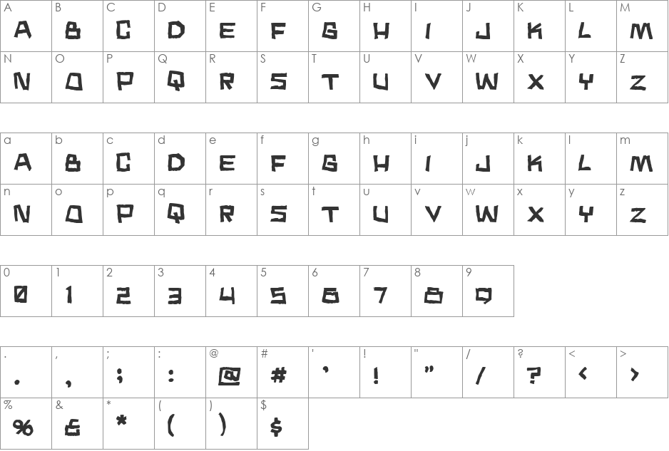 Noodle soup font character map preview