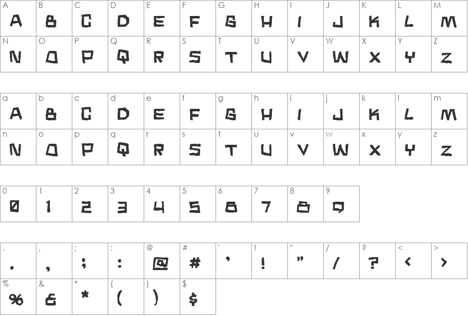 Noodle soup font character map preview