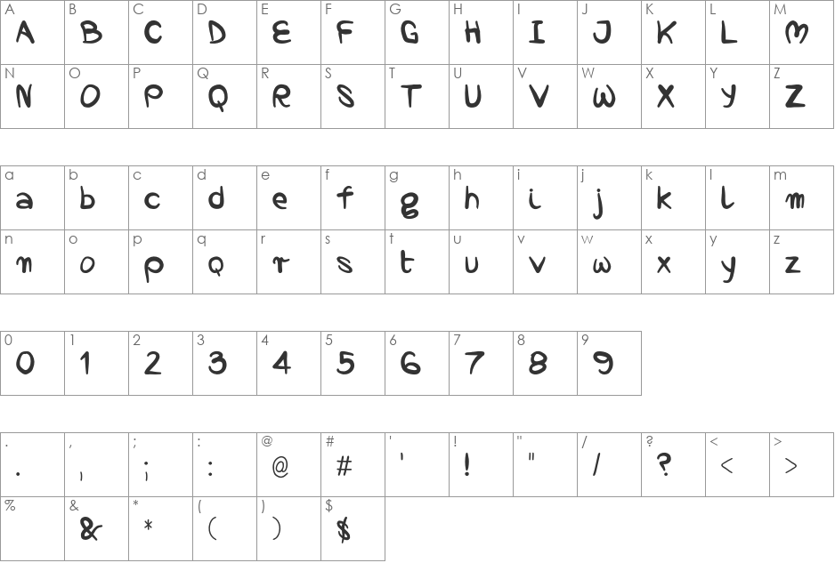 nopra Regular font character map preview