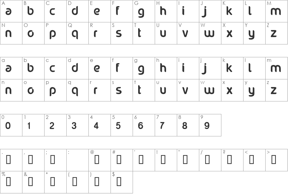 nora viyel font character map preview