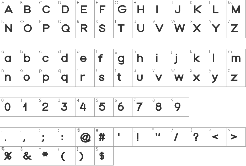 Nordica Plus font character map preview