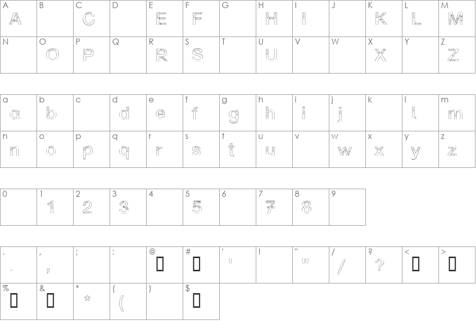 Nordspur font character map preview