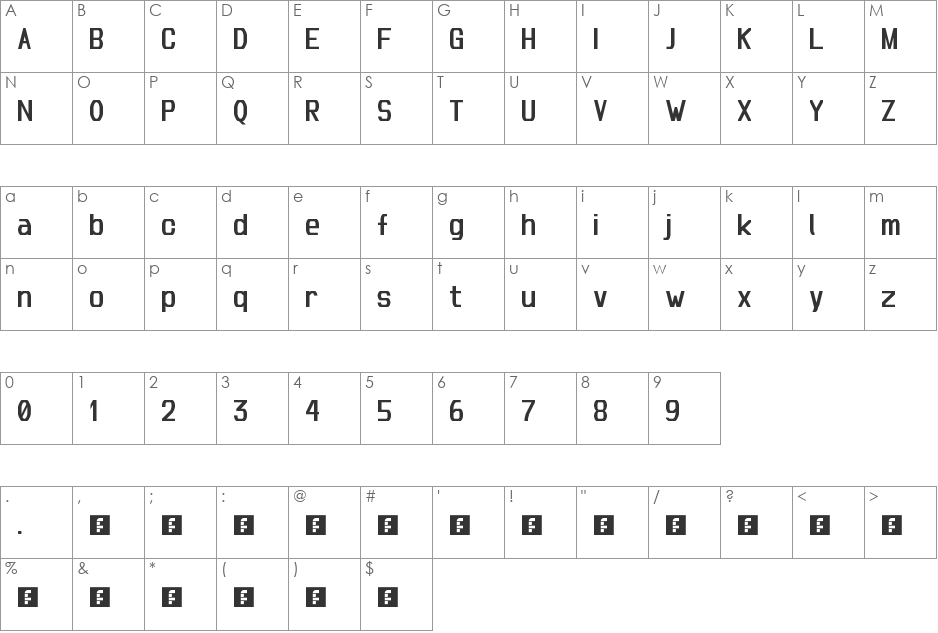 normal font character map preview