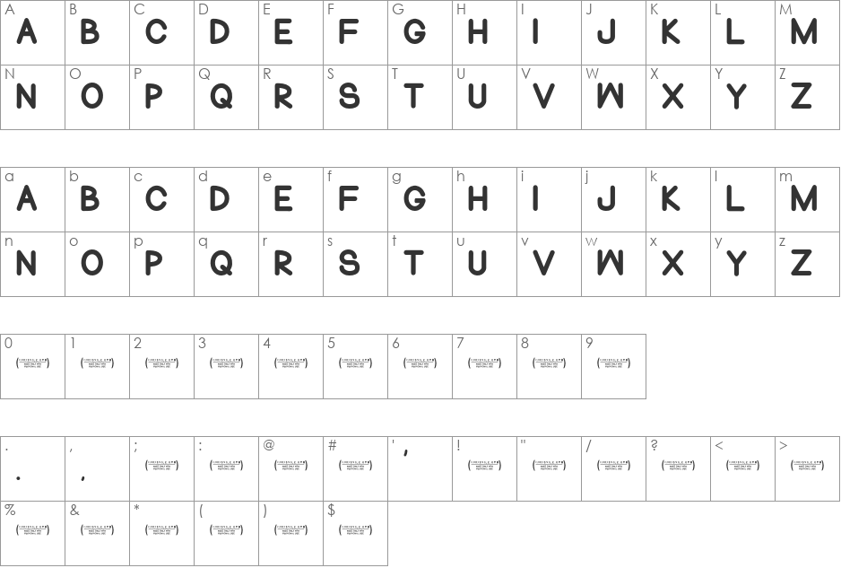 Normal Sometimes font character map preview