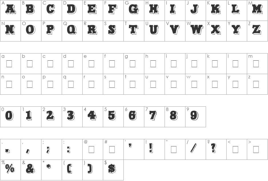 North Face Display Caps SSi font character map preview