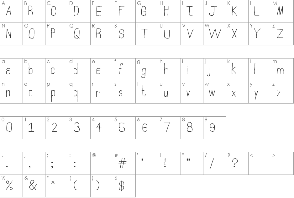 Northampton font character map preview