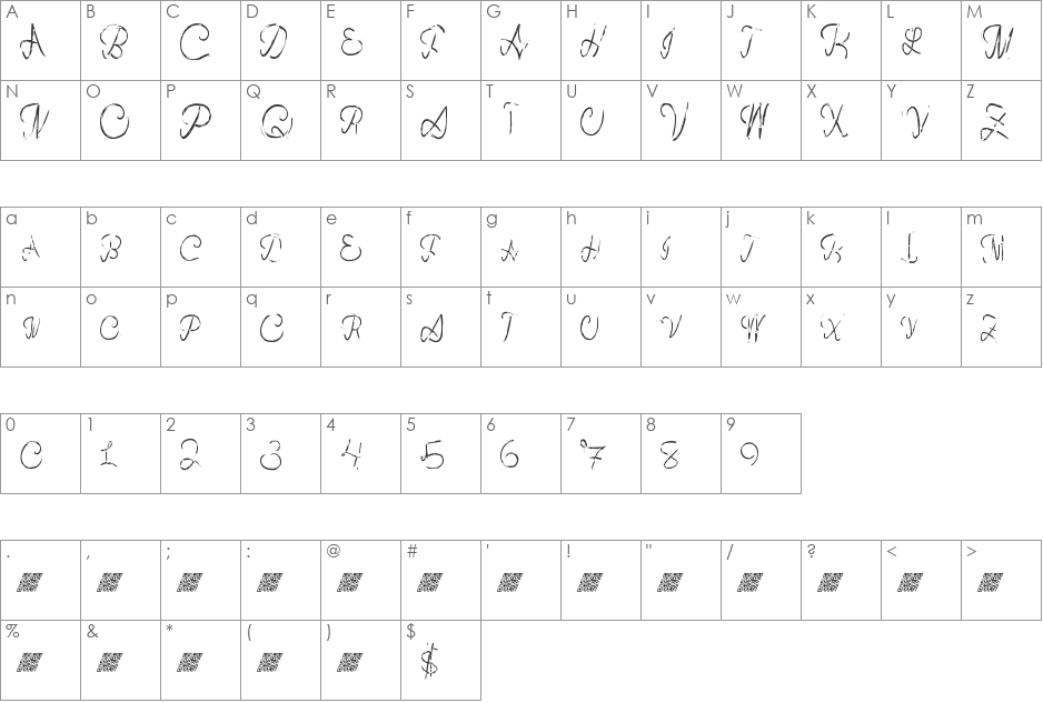 NorthCowboy font character map preview