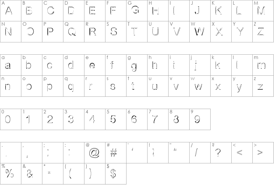 Northern Book Sale font character map preview