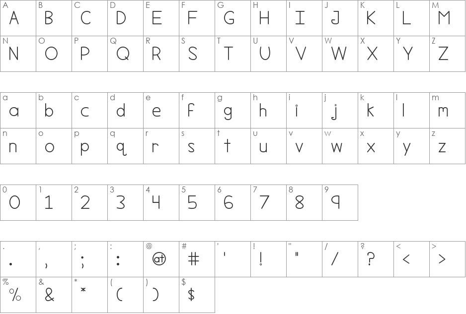 Northern Lights font character map preview